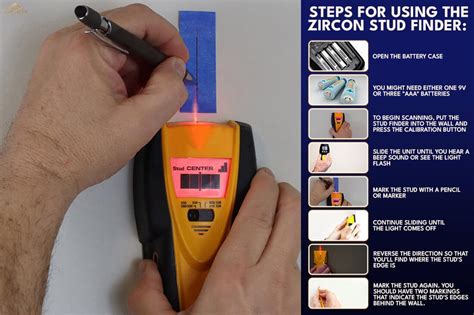 Zircon stud finder how to use - Stud Finder The Zircon StudSensor™ SL finds the edges of wood and metal studs up to ¾ in. (19 mm) deep in walls. The StudSensor™ Pro SL locates the edges of studs and joists up 1½ in. (38 mm) deep in walls, floors, and ceilings. Both feature a sleek, high-impact case, a built-in belt clip, and the SpotLite® Pointing System. 1.